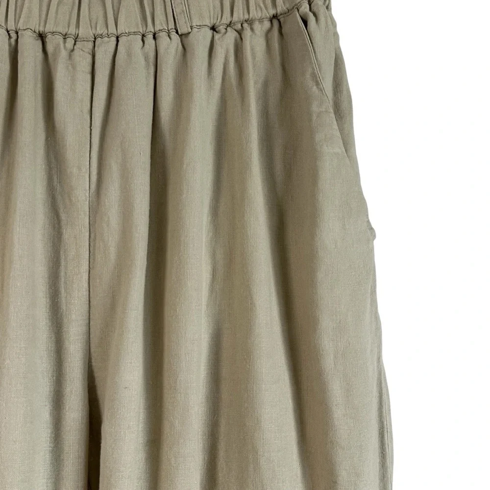 Quince 100% European Linen Cropped Pants Small Flax Elastic Waist